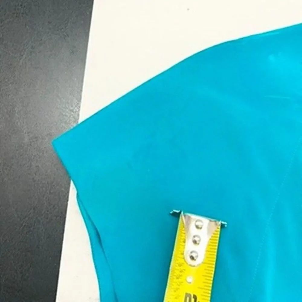 Silk Studio Petite By Claude Bennett Flutter Sleeve Teal Silk Top Womens Size XS